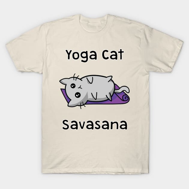 Yoga Cat Savasana T-Shirt by And89Design